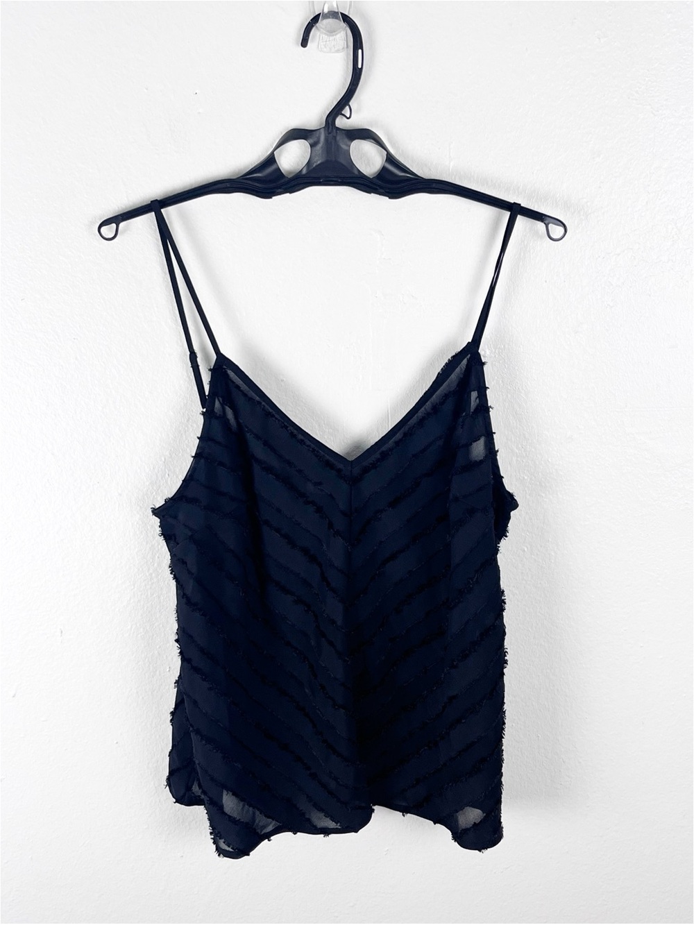 INTIMATELY FREE PEOPLE Black Sheer Geometric Print Fray Hem Cami Size Large Boho